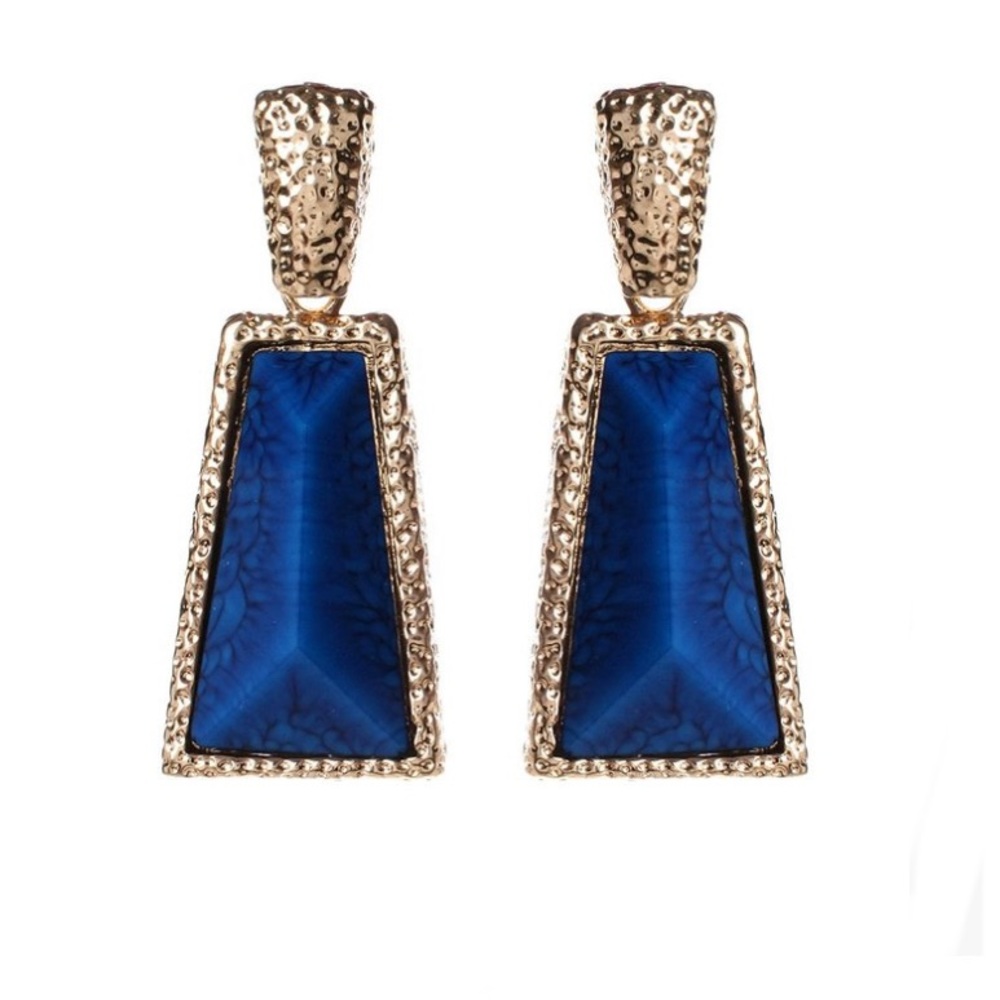 Amrita Singh NWT Blue & Hammered  Gold-Tone Earrings